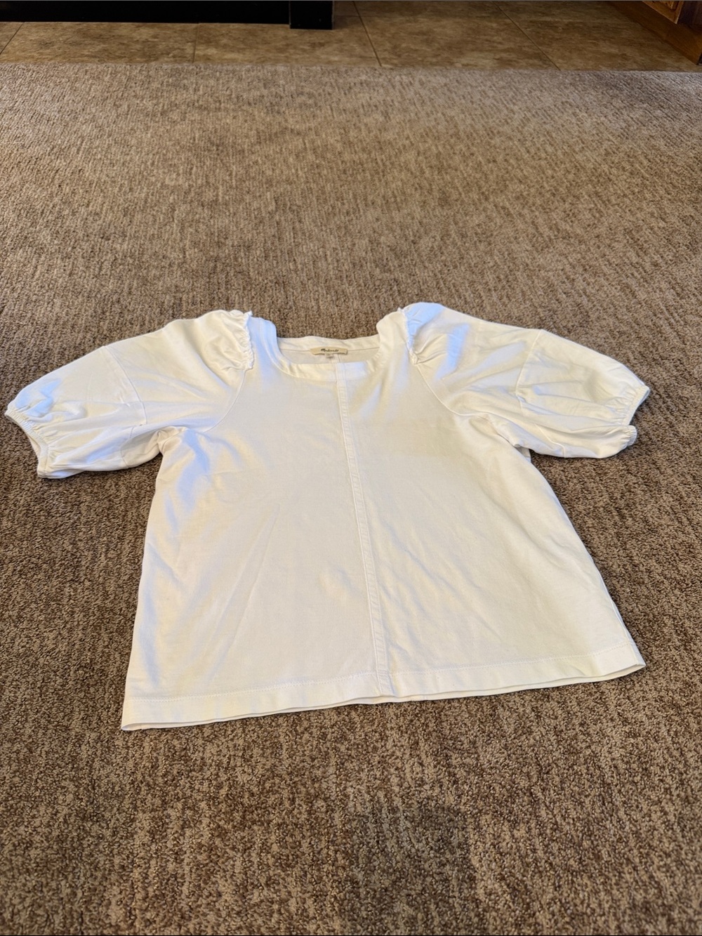 Womens White Puff-Sleeve Top - Classic Casual Shirt